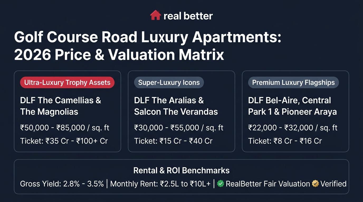 Golf Course Road Luxury Apartments: 2026 Price & Valuation Matrix Infographic